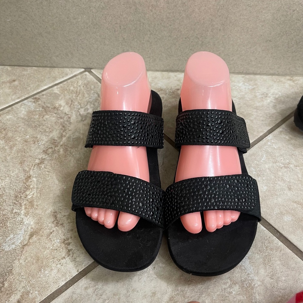 Vionic Samoa Black Studded Orthotic Slide Sandals Womens Size 9 comfort beach - Picture 2 of 8